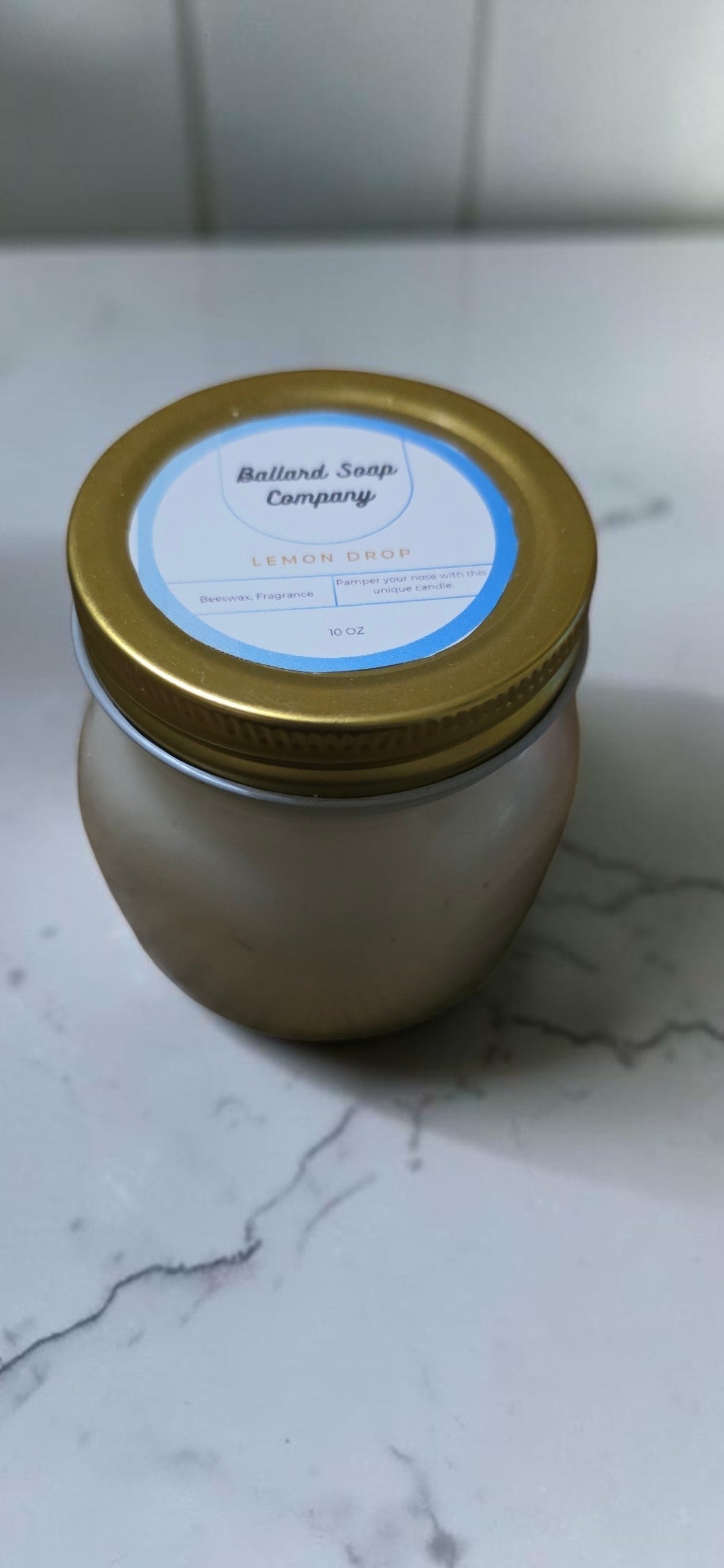 Lemon Drop Beeswax Candle 10 oz