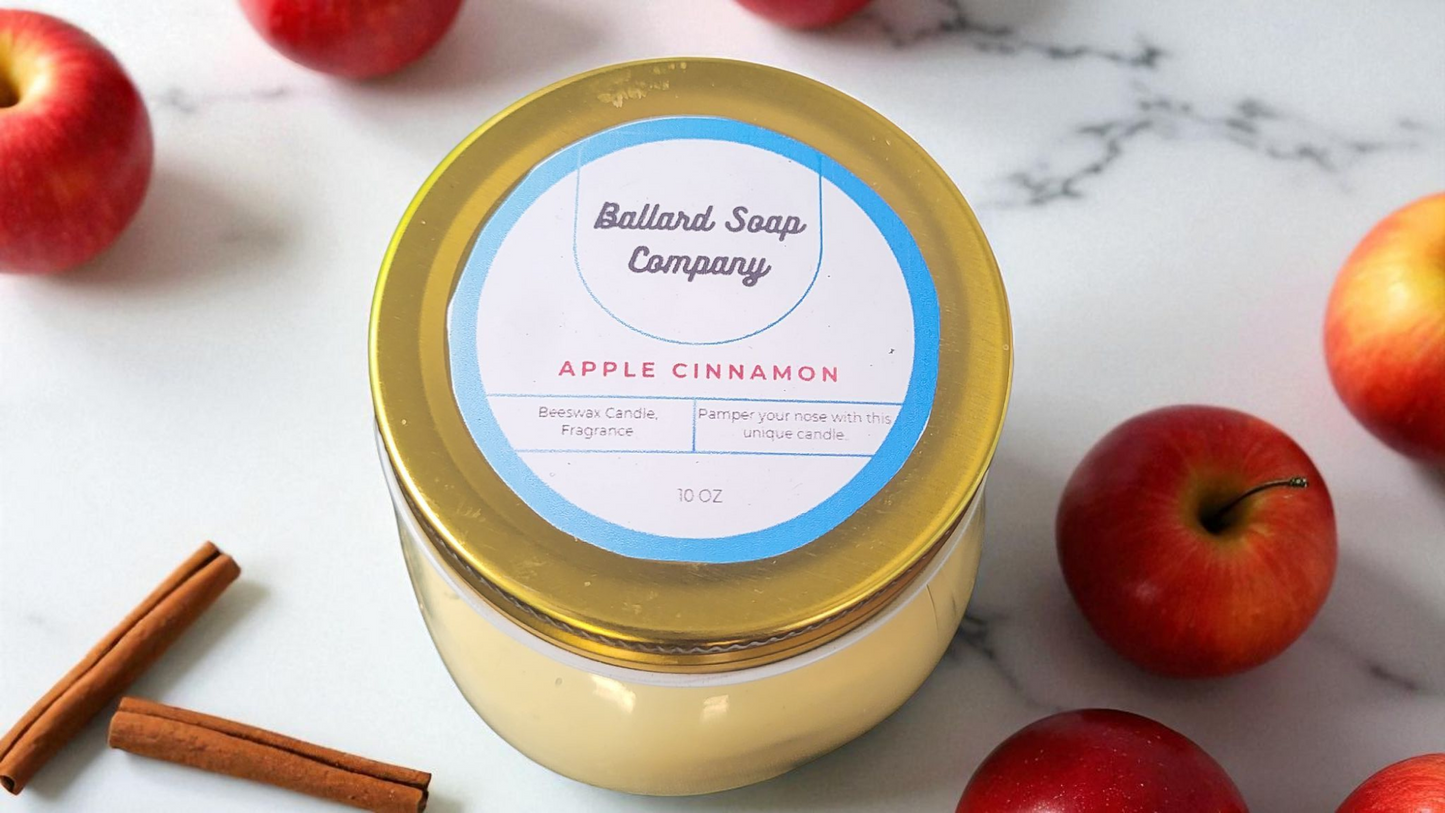 Apple Cinnamon Beeswax Candle 10 oz