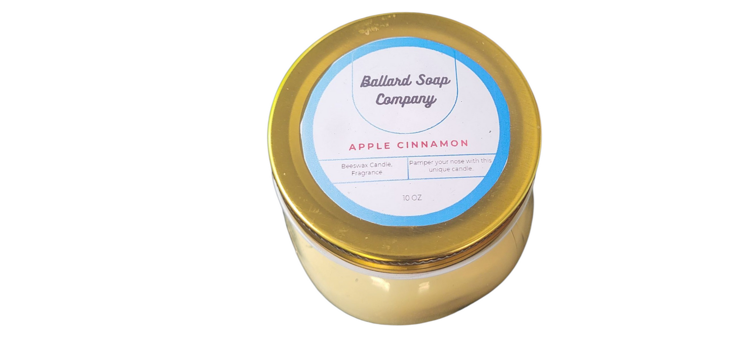 Apple Cinnamon Beeswax Candle 10 oz