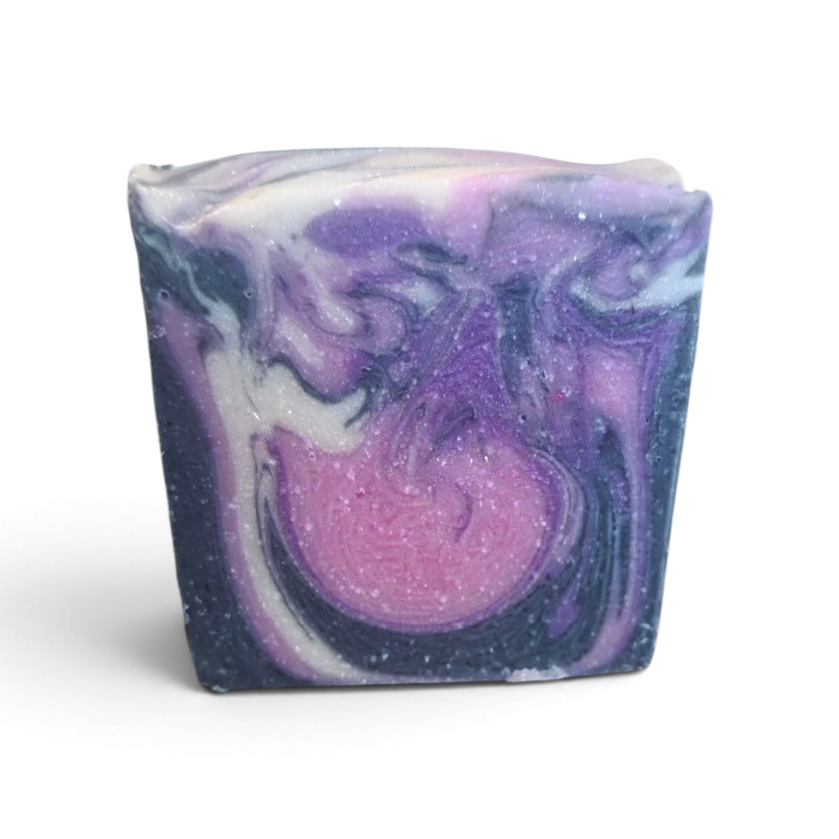 Ballard Soap Company handcrafted artisan bar soap with a marbled swirl of deep violet, lavender, and white.