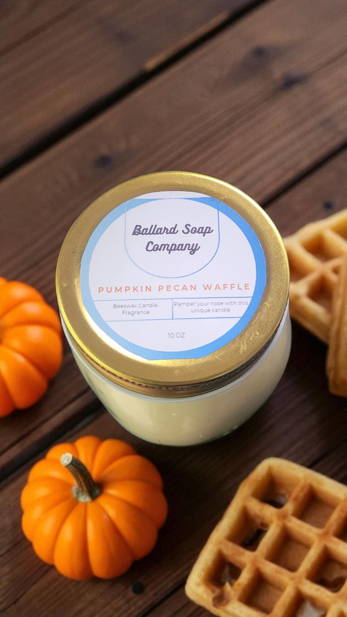 Pumpkin Pecan Waffle Beeswax Candle 10 oz