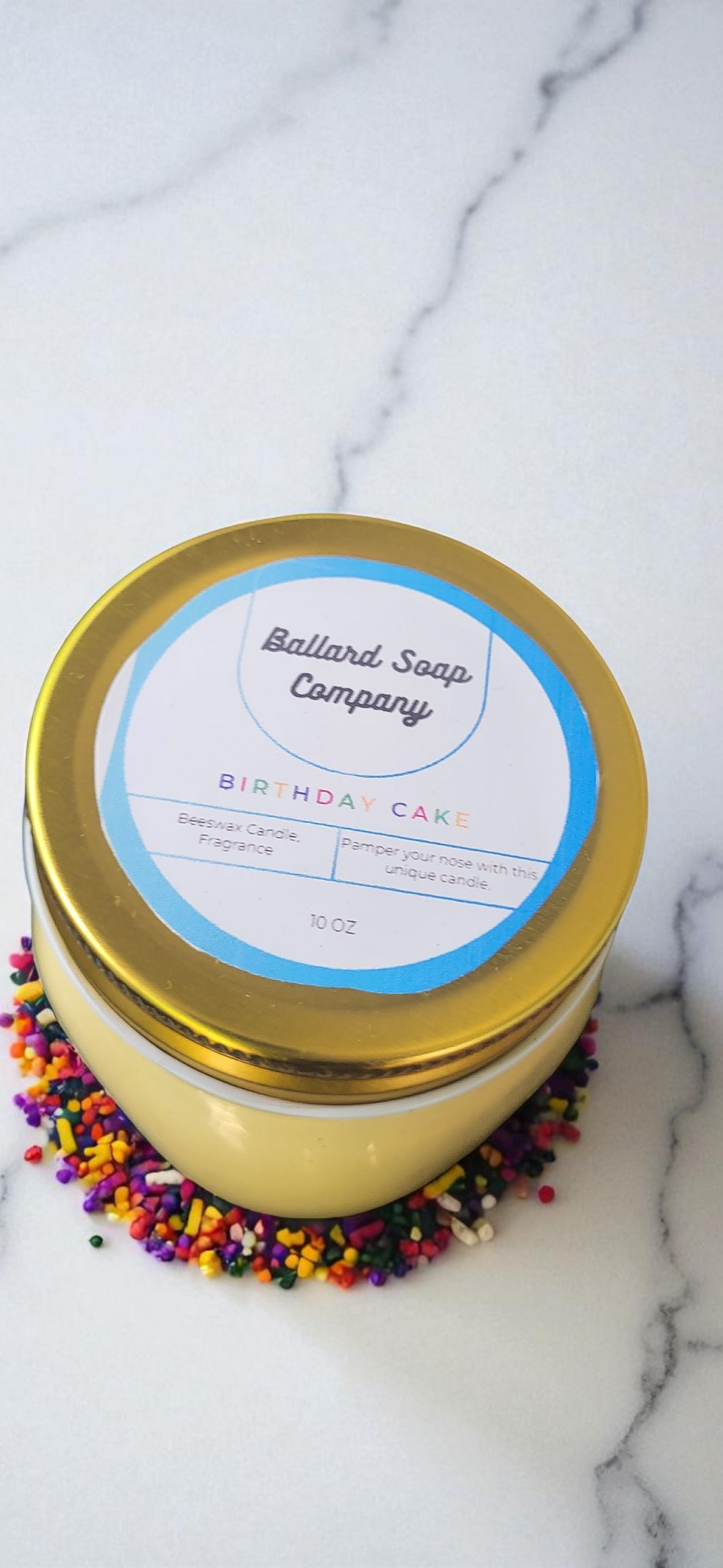 Birthday Cake Beeswax Candle 10 oz