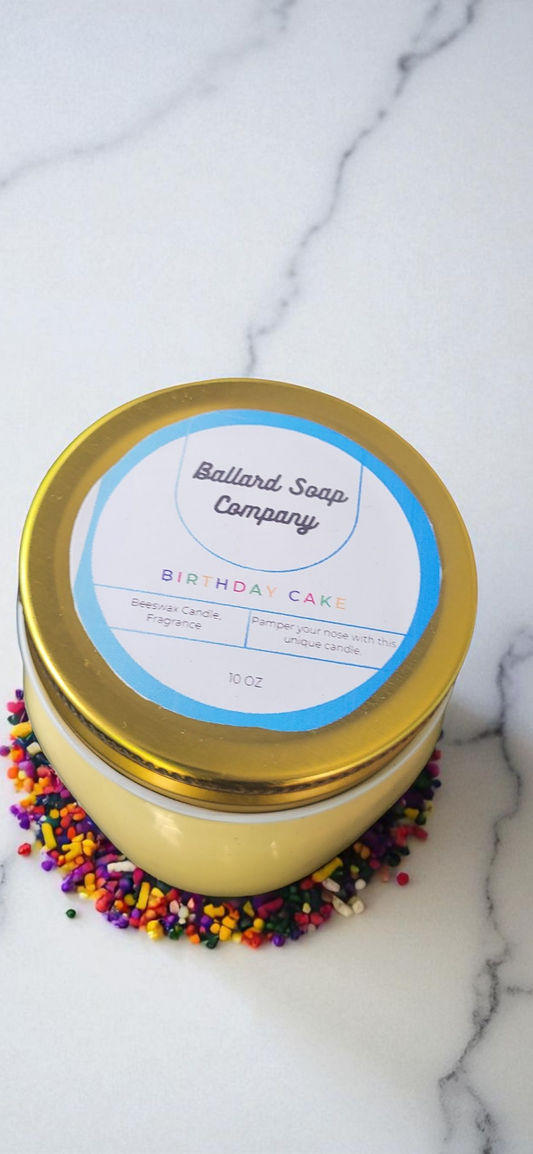 Birthday Cake Beeswax Candle 10 oz