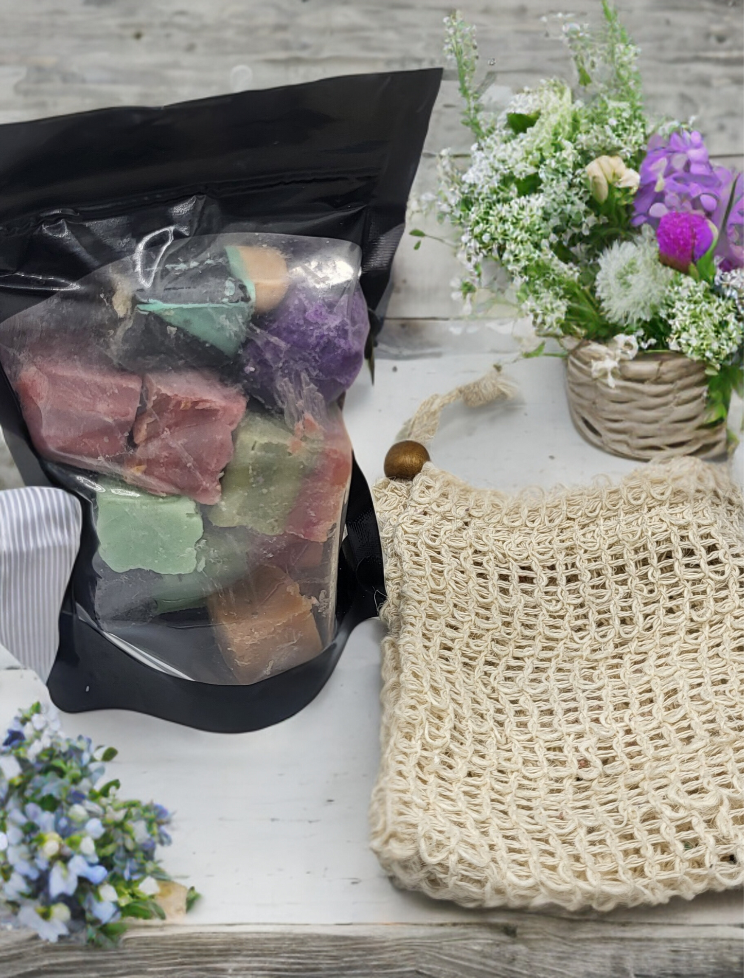 Random Soap Scraps with Soap Bag